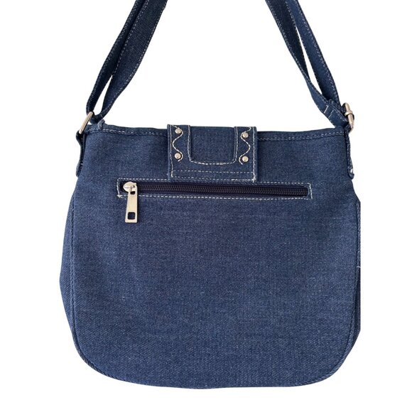 Canyon Sky Womens Denim Crossbody Bag With Turquoise Embellishment - Picture 5 of 12